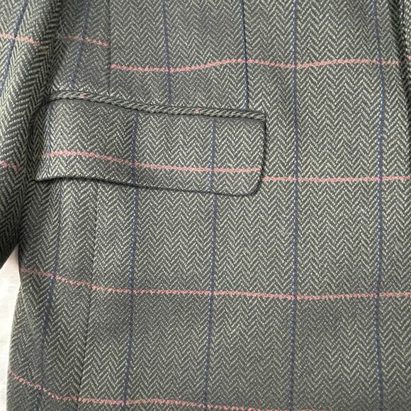 š„VTG HUGO BOSS 100% Virgin Wool Swiss Made Herringbone Plaid Mens Blazer 42R - Picture 9 of 17
